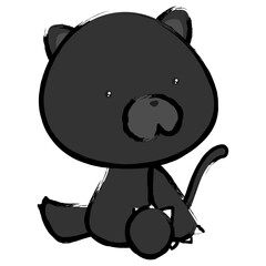 baby panther cartoon crayon drawing style illustration in vector format