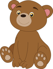 Cute little teddy bear cartoon sitting