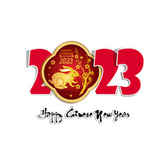 Happy new year 2023, Chinese new year, Year of the Rabbit, Zodiac sign for greetings card, (Translation : Happy new year)