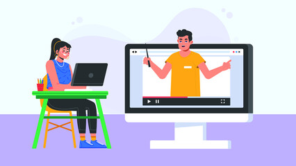 business people working on laptop. online class