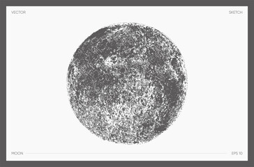 Sketch of moon phase. Hand drawn vector illustration
