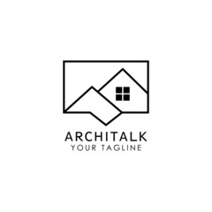 Talk architecture monoline minimalist vector logo