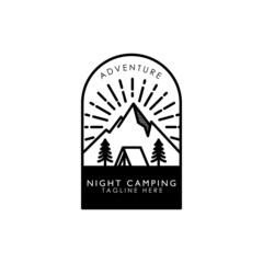 Camping badge minimalist monoline vector logo