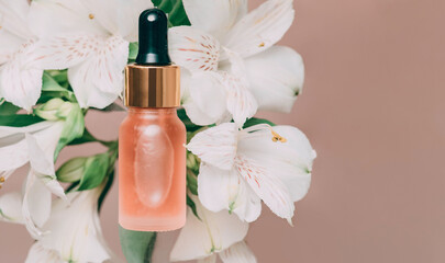 Natural Serum. Concept of cosmetic injection is hyaluronic acid, botulin, serum.