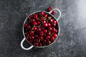 Fresh cherry fruit on table.