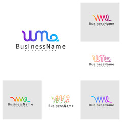Set of Letter WME logo design vector template, Initial WME logo concepts illustration.