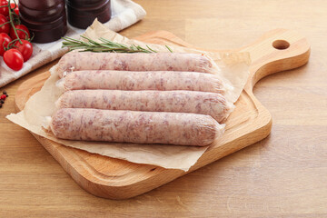 Raw pork sausages for grill