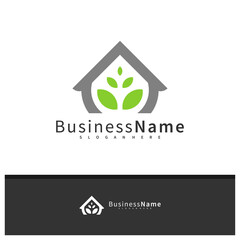 Nature House logo design vector template, Leaf House logo concepts illustration.