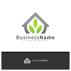 Nature House logo design vector template, Leaf House logo concepts illustration.
