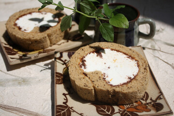 紅茶生地のマーマレードヨーグルトクリーム手作りロールケーキ