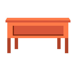 Office desk or table with office chair and computer. Study Desk Vector Flat Icon.