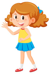 Cute girl with curly hair cartoon