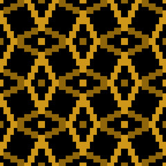 classic abstract geometric ornament. vector seamless pattern. black and gold repetitive background. fabric swatch. wrapping paper. continuous print. design element for home decor, apparel, textile