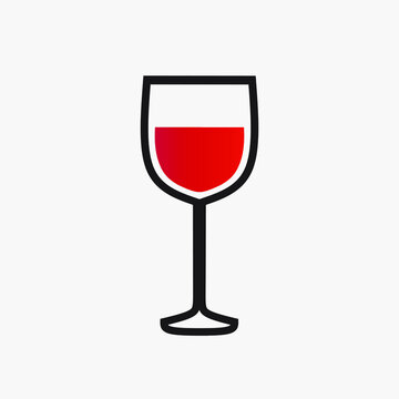 Wine glass minimalist logo. Simple vector design. 