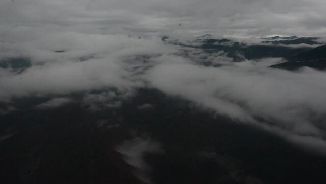 Cloudscape view of the Himalayas. Aerial view of Kedarnath valley in Uttarakhand India. Kedarnath is a Holy town in the Indian state of Uttarakhand and has gained importance because of Kedarnath
