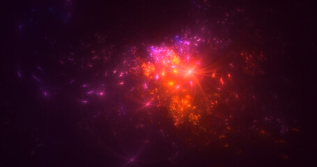 3D rendering abstract multicolor fractal light background