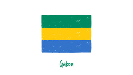 Obraz premium Gabon Flag Marker or Pencil Sketch Illustration Vector