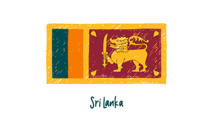 Sri Lanka Flag Marker or Pencil Sketch Illustration Vector