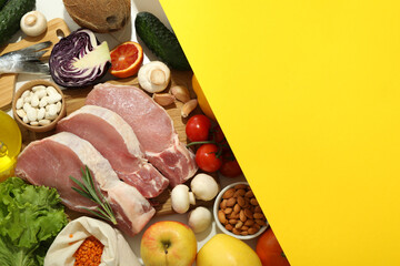 Concept of food and grocery, space for text