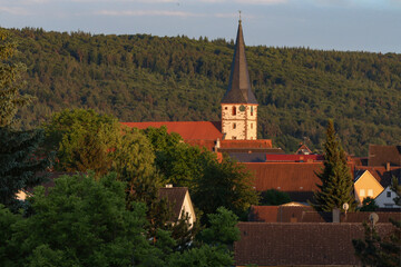 Kirchturm von Röllbach im Spessart