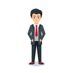cartoon guy . Friendly handsome man in office uniform, Isolated on white.