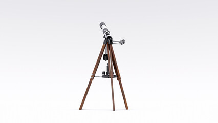Small telescope on a tripod for observing nearby space objects and for teaching astronomy. 3d illustration
