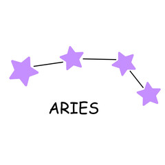 Constellation of the zodiac sign Aries. Constellation isolated on white background.