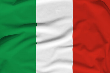 Italy national flag, folds and hard shadows on the canvas