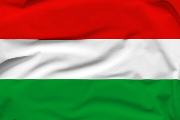 Hungary national flag, folds and hard shadows on the canvas