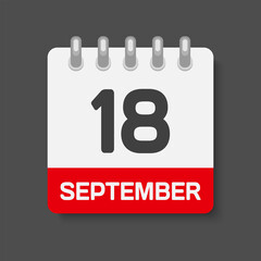Icon day date 18 September, template calendar page