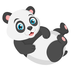 Cartoon cute baby panda posing