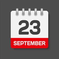 Icon day date 23 September, template calendar page