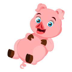 Obraz na płótnie Canvas Cute baby pig cartoon posing