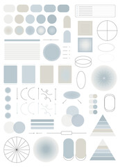 Set of vector flat and gradient infographics. Arrows, pyramids, geometric shapes, diagrams for designing presentations and projects. Infographics in cold colors.