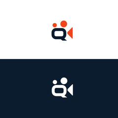 Q Letter Movie Camera Logo symbol isolated on white background for entertainment industry. Vector illustration flat design.