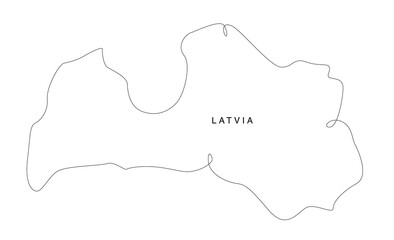 Line art Latvia map. continuous line europe map. vector illustration. single outline. - obrazy, fototapety, plakaty