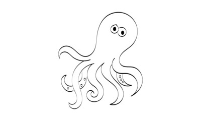 Octopus Coloring Printable Page. Line Art Drawing for print or use as poster, card, flyer or T Shirt
