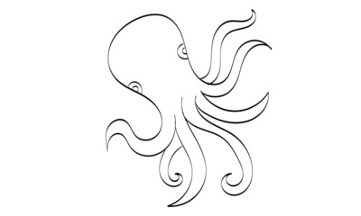 Octopus Coloring Printable Page. Line Art Drawing for print or use as poster, card, flyer or T Shirt