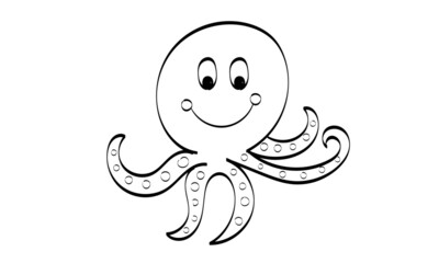 Octopus Coloring Printable Page. Line Art Drawing for print or use as poster, card, flyer or T Shirt