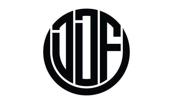 DDF shield in circle logo design vector template. lettermrk, wordmark, monogram symbol on white background.