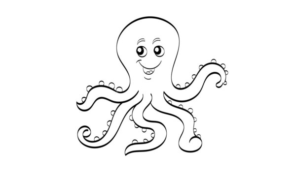 Octopus Coloring Printable Page. Line Art Drawing for print or use as poster, card, flyer or T Shirt