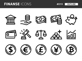 金融に関連するラインスタイルのアイコンセット_019
