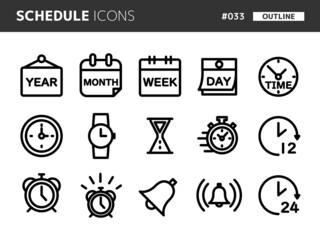 スケジュールに関連するラインスタイルのアイコンセット_033