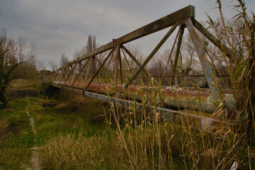 Fototapeta na wymiar industrial landscape with steel bridge