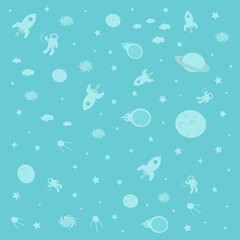 vector space spaceship stars galaxy planets astronaut background pattern