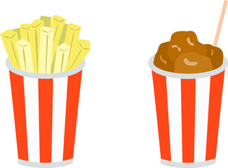 屋台のポテト、からあげ