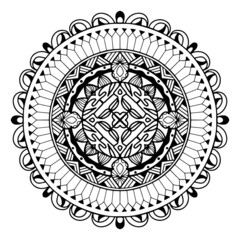 Draw a mandala in black and white for coloring. Vector design. illustration EPS10