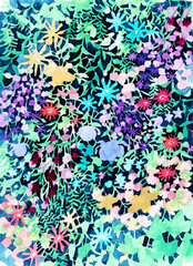 花柄水彩イラスト