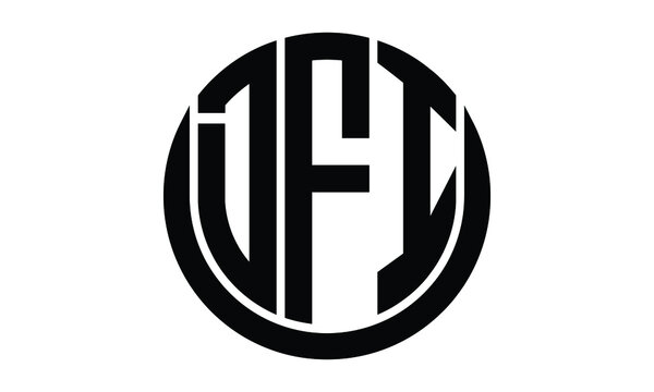 DFI shield in circle logo design vector template. lettermrk, wordmark, monogram symbol on white background.