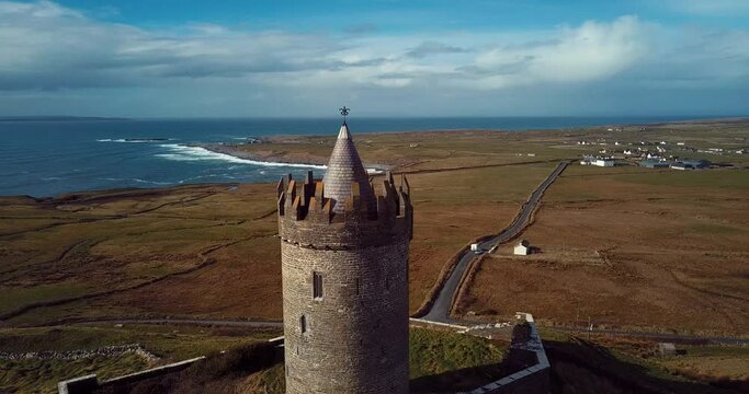 Aerial View of Doonagore in Doolin, Ireland